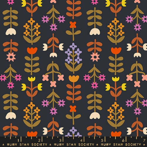 Baumwolle Patchwork - Ruby Star Society - Favorite Flowers - Meadow - Soft Black
